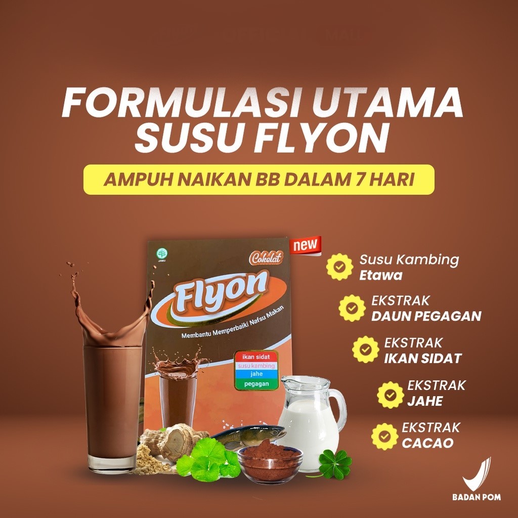 

3 Box Susu Flyon Coklat Susu Penggemuk Badan Penambah Berat Badan Alami BPOM - Distributor Resmi Subang
