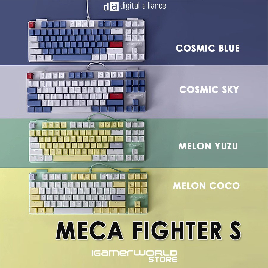 Keyboard Mekanik Digital Alliance MECA Fighter S - TKL 87 Key, Hitam/Putih, Switch Red/Blue/Brown