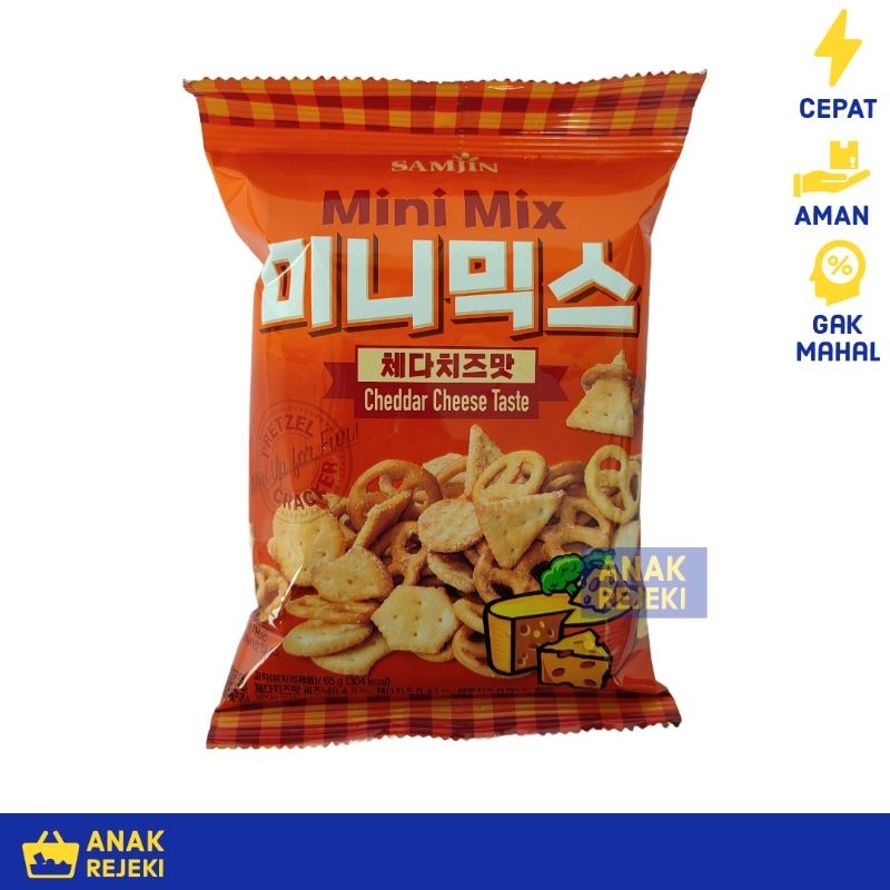 

Pretzel Cheddar Cheese Mini Mix 65gr - Samjin Snack Cemilan Korea Keju