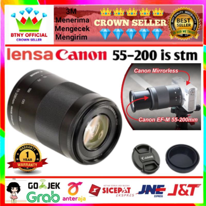 Lensa Tele Canon EF M 55 200mm IS STM For Camera EOS m EFM Black