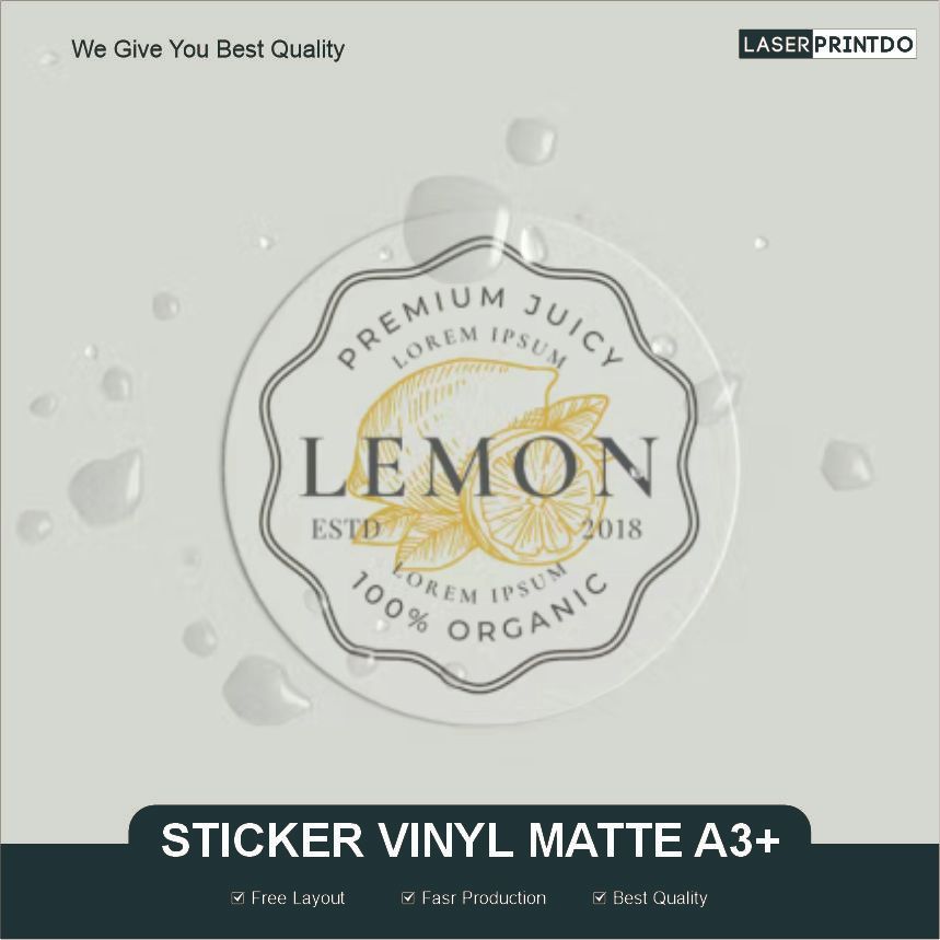 

Cetak Label Stiker VINYL MATTE Tanpa Cutting