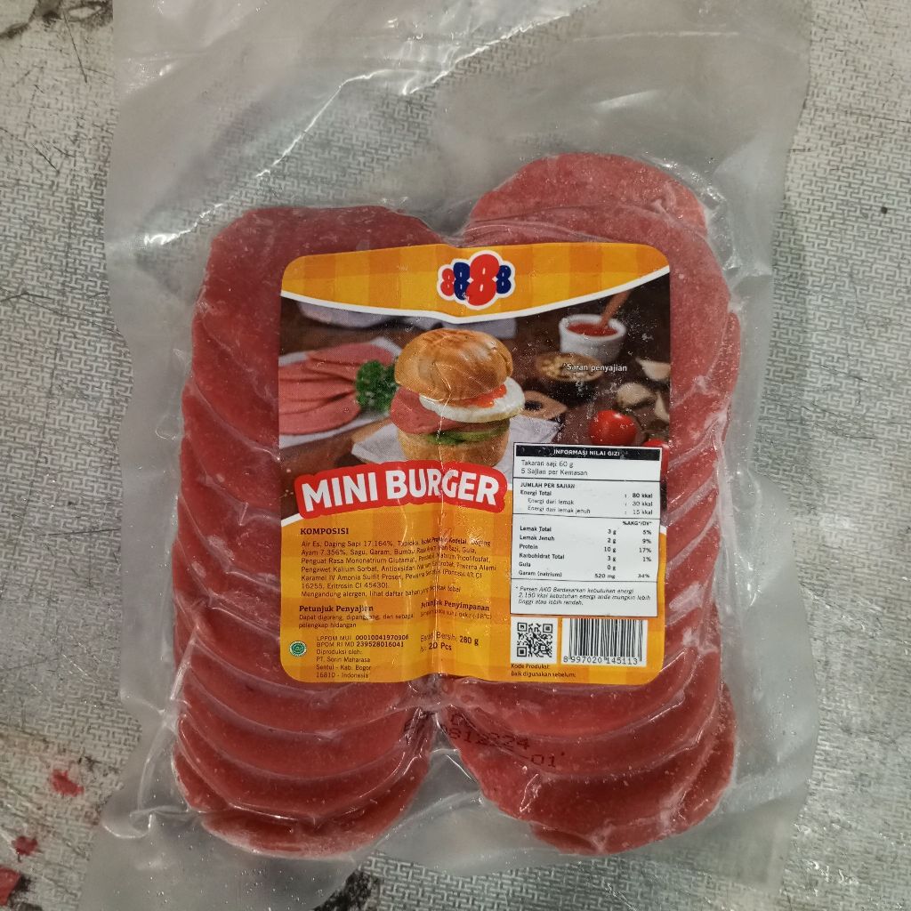 

888 Mini Beef Burger 300gram isi 20pcs