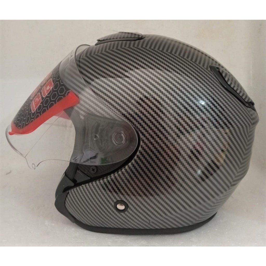 Helm ACH sekelas Kyoto/ Osaka centro , 03, ALV kaca bening BARU Half face ,ORI SNI, KYT. MOTIF CARBO