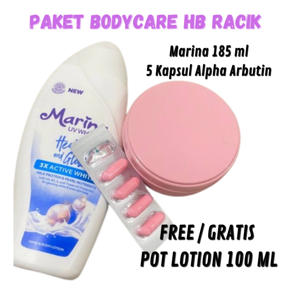 VIRAL  BACA GAMBARDESKRIPSI PAKET PEMUTIH BADAN GLOWING RACIKAN MARINA BODY LOTION ALPHA ARBUTIN  PE