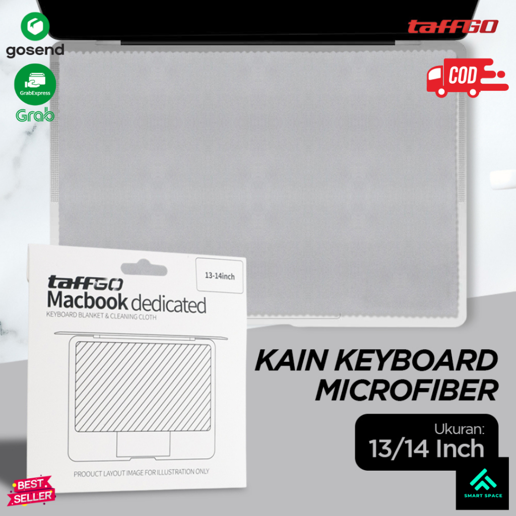 TaffGO Kain Keyboard Laptop Cover Lap Cleaning Cloth Microfiber 13/14 Inch - AF02 - Gray Makassar