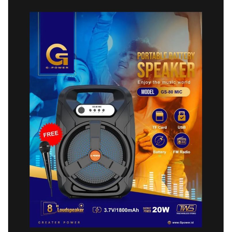 GPOWER Speaker Bluetooth portable wireless GS-30 GO Full warna Garansi Resmi
