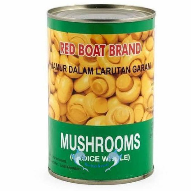 

PAKET LENGKAP Jamur Kancing Kaleng Champignons 425gr Mushroom red boat brand Choice Whole