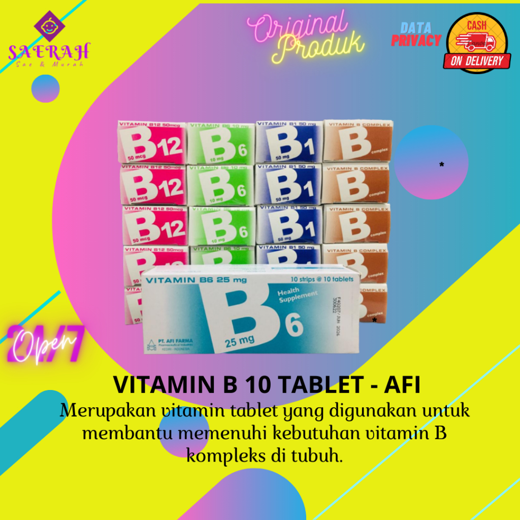 ❤Alesha❤ Vitamin B1 50 mg | Vitamin B6 10 mg | Vitamin B12 50 mg | Vitamin B Komplek | Vitamin B6 25