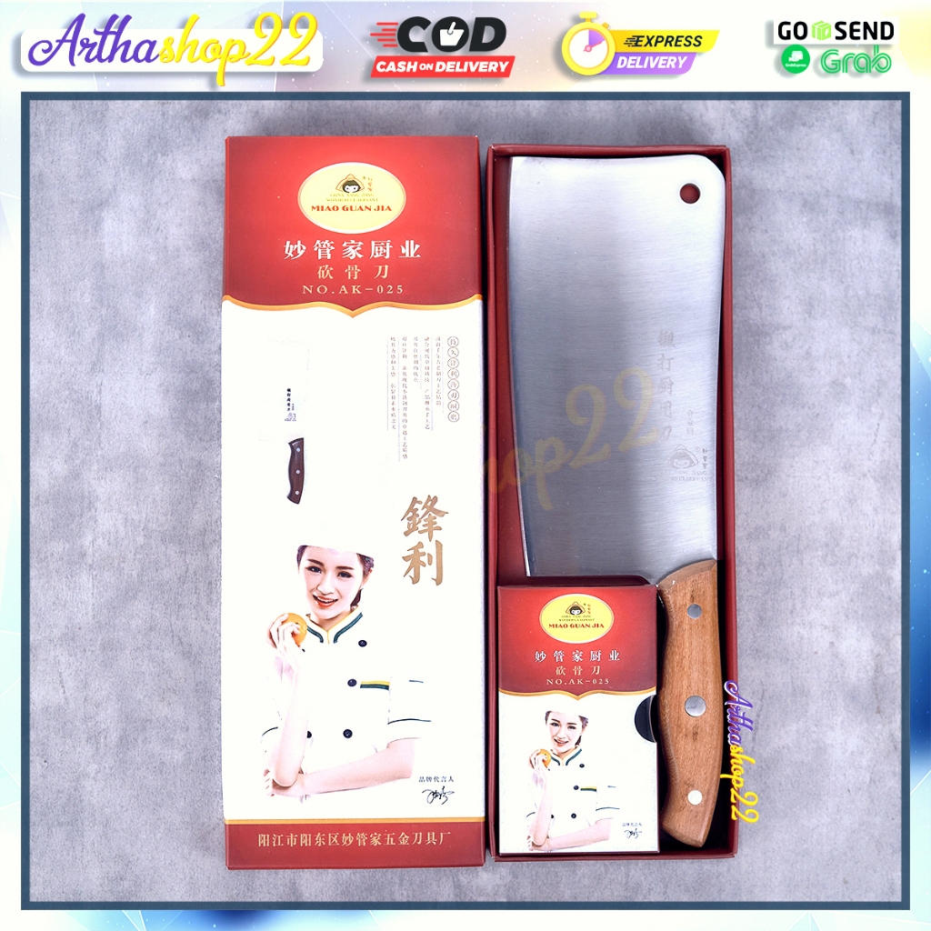 Golok daging dan tebal 4mili pisau daging Miao guan jia AK025 golok tulang sapi