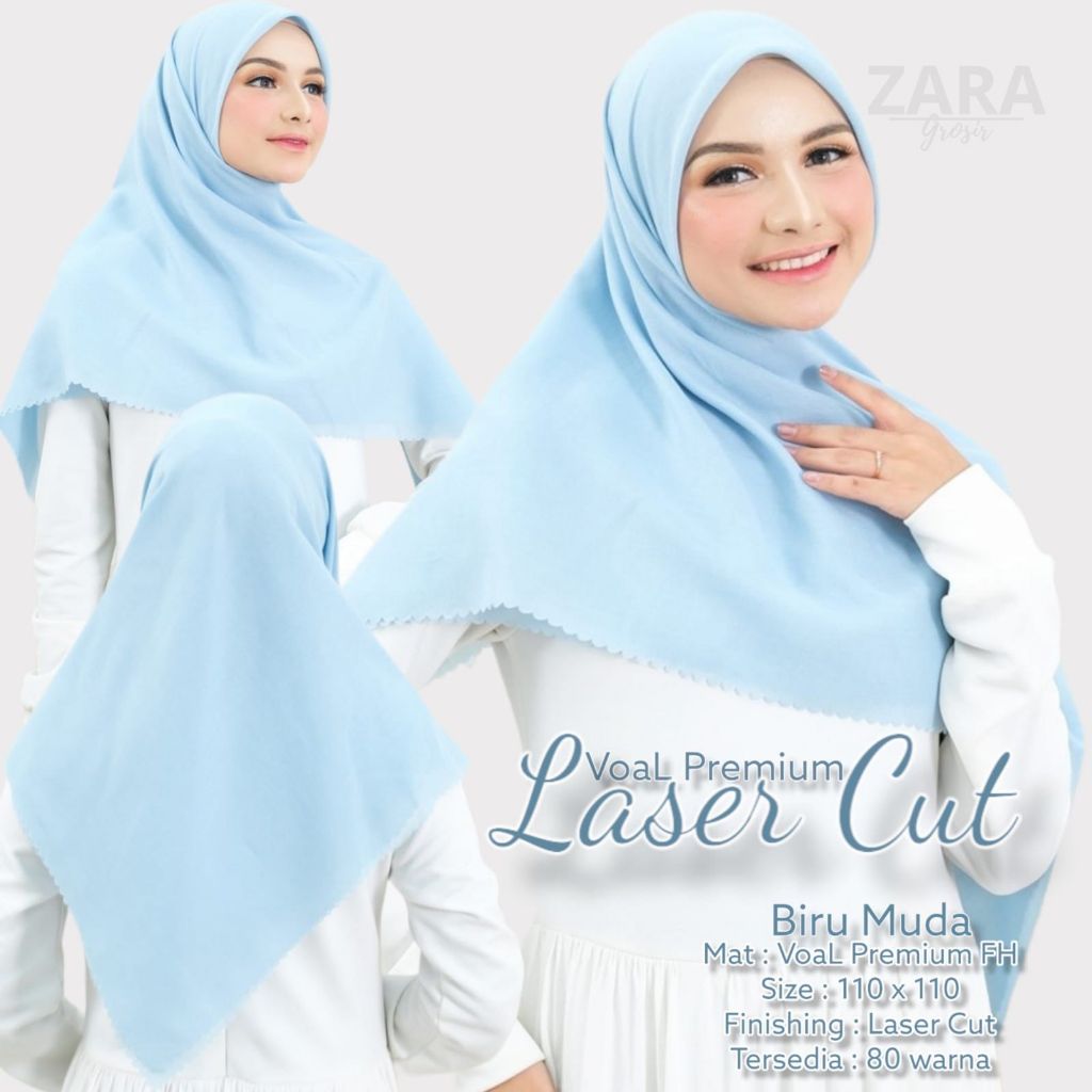 Kerudung Voal Segi Empat Polos Warna Biru Muda