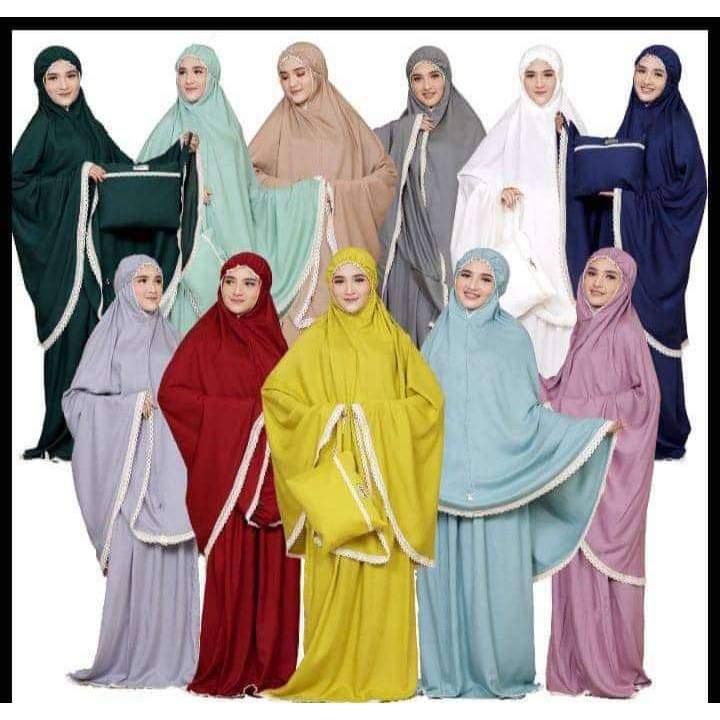 Mukena wanita dewasa terbaru renda bahan hyget/mukena traveling terbaru renda