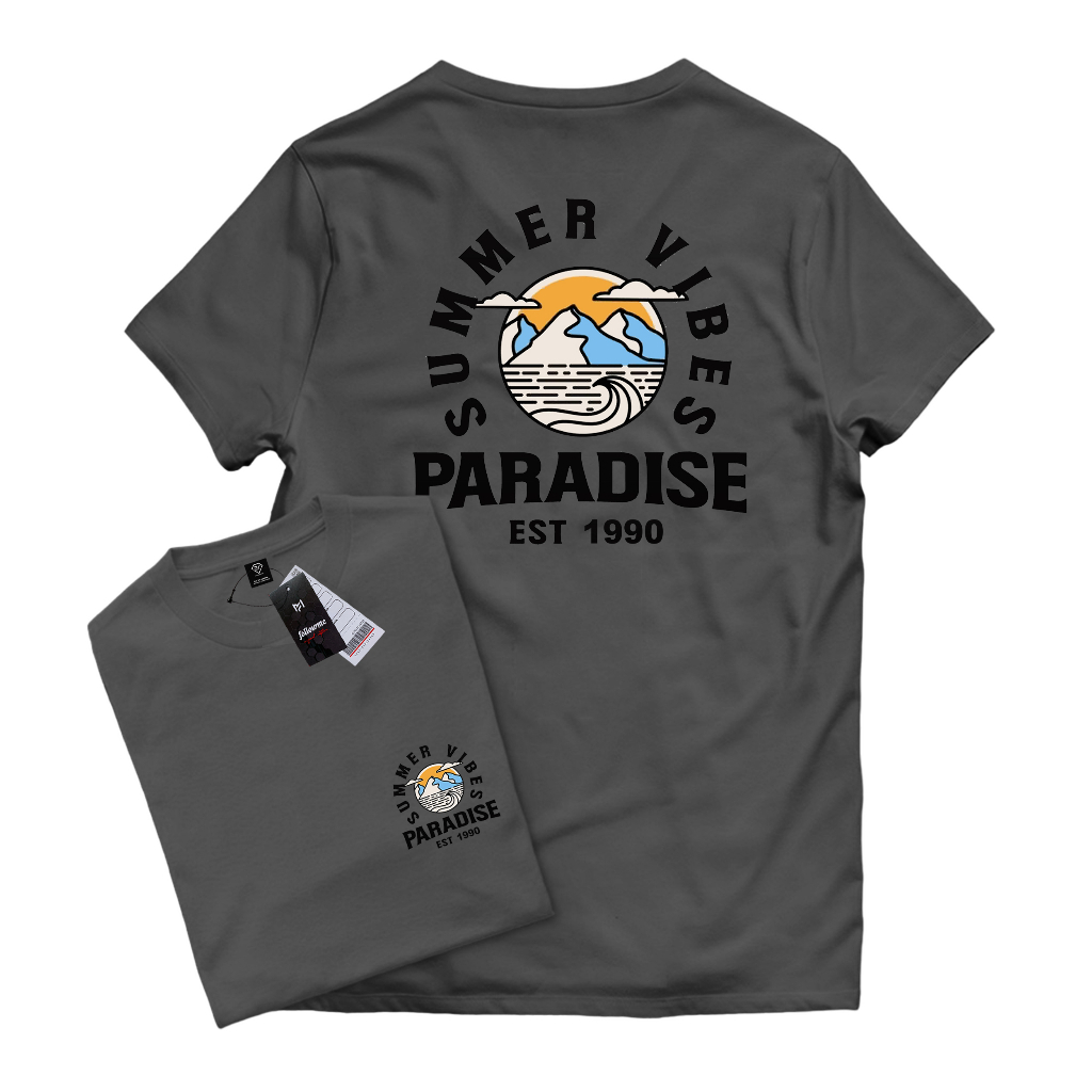 Kaos Pria Grey Hawai Baju Kaos Pria Distro Baju Atasan Pria Dewasa T-shirt Pria Lengan Pendek Bahan 