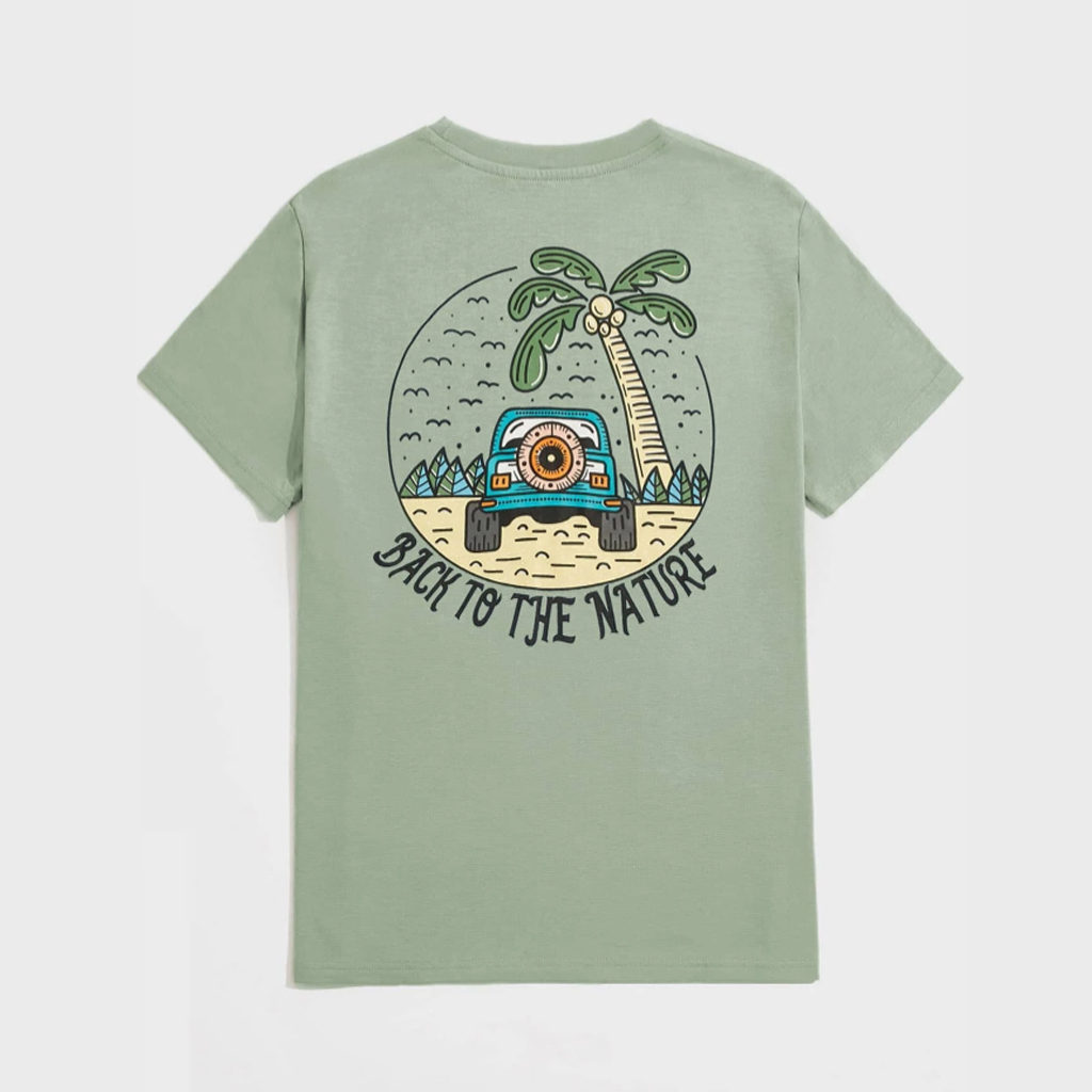 KAOS DISTRO PRIA WANITA MOTIF HAWAI WARNA MINT KAOS OBLONG BAJU ATASAN PRIA WANITA UNISEX POLOS