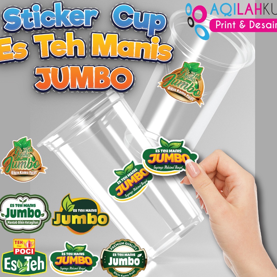 

Terlaris Stiker label cup es teh Manis Jumbo 1 Pack isi 56 pcs Ready Stock Laris