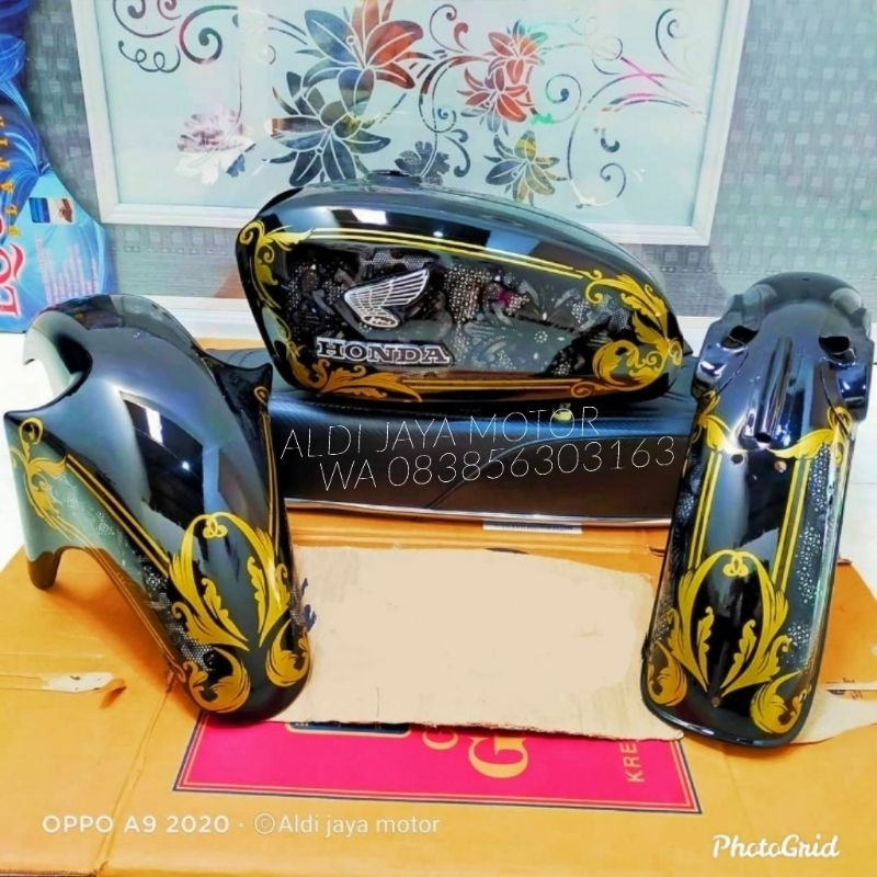 Tangki cb body set cb motif full batik Airbrush terbaru anti karat sudah di resin