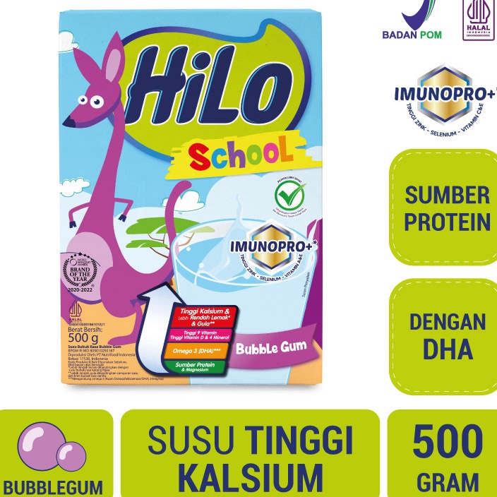 

DiSkon HiLo School Bubble Gum 5 gram Susu Tinggi Kalsium Lebih Rendah Lemak