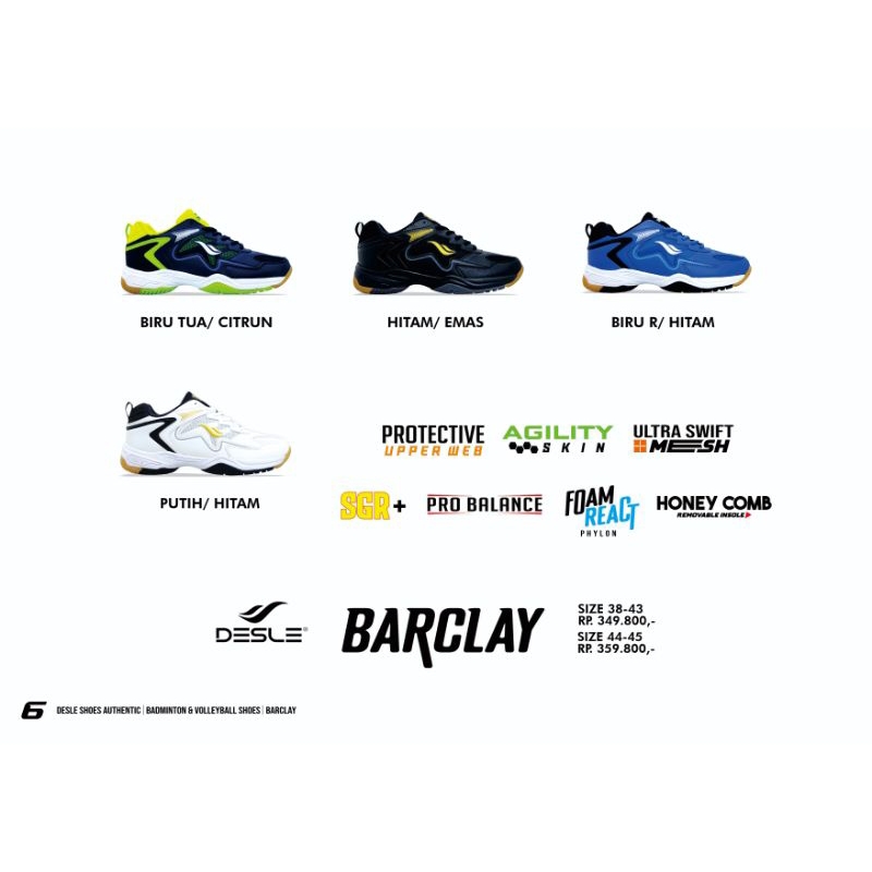 SEPATU BADMINTON MERK DESLE Barclay
