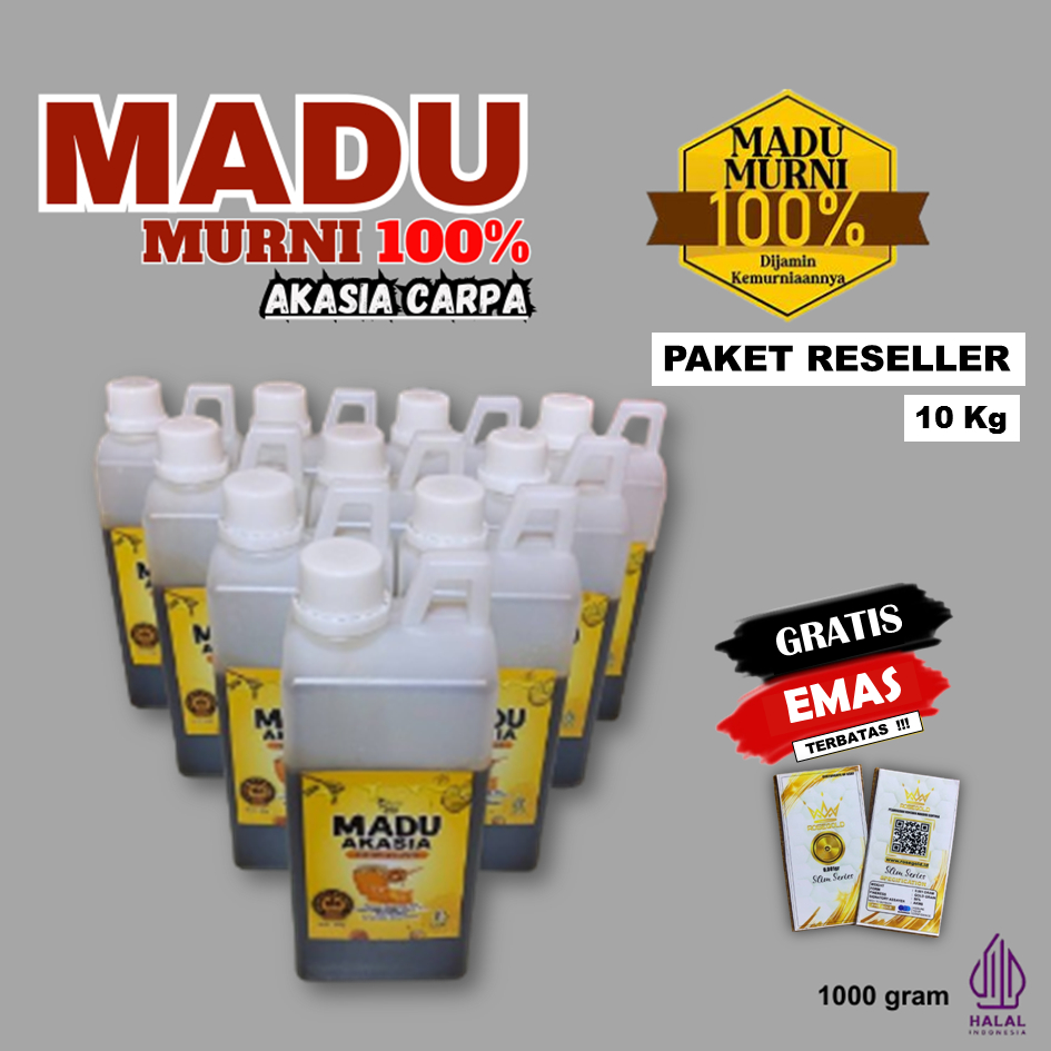 

PAKET RESELLER 10KG Madu Asli Hutan Akasia Murni 100% Full Nektar Tanpa Campuran 1 Kg Grade A Super