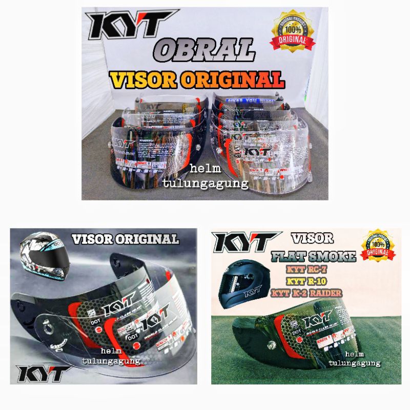 OBRAL MURAHH VISOR ORIGINAL KYT 100% FULLFACE KYT RC -7 , KYT R-10, KYT K2 RAIDER, MDS VICTORY, KYT 