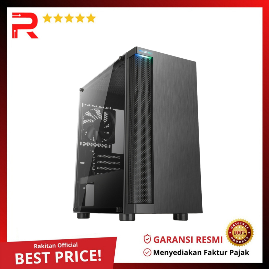 Casing Abkoncore Cronus C450M Black M-ATX Tempered Glass Side Panel