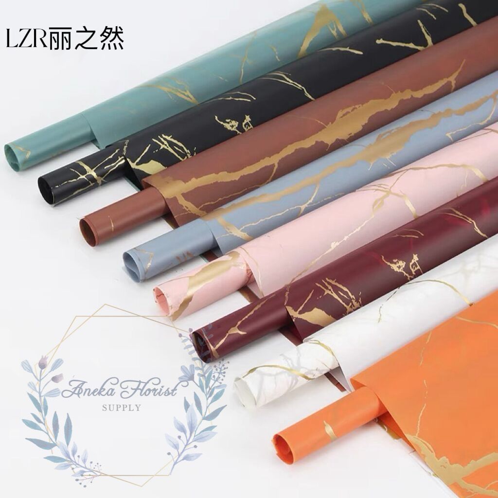 

ANEKAFLORIST - {5 LEMBAR} KERTAS FLOWER WRAPPING MARBLE CELLOPHANE - KERTAS BUKET MARBLE CALACATTA - - AF103