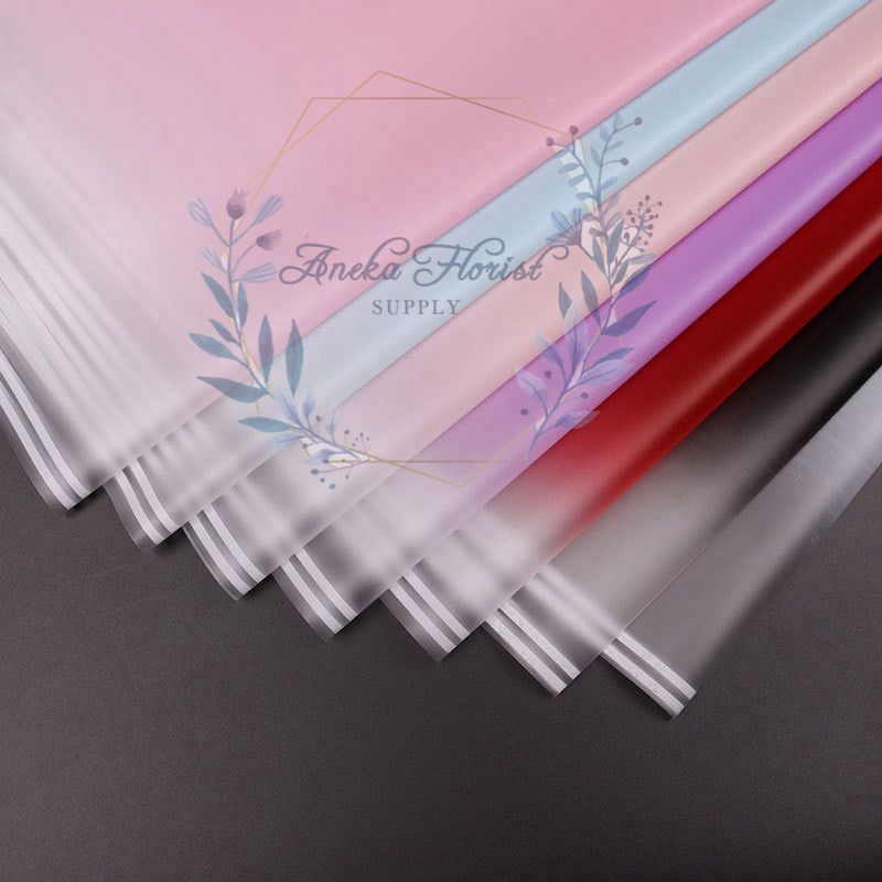 

ANEKAFLORIST - (5 LEMBAR) FLOWER WRAPPING COLOUR TRANSPARENT WHITE FRAME CELLOPHANE WATERPROOF KERTAS BUKET BUNGA SHADE FLOWER WRAP - AF111