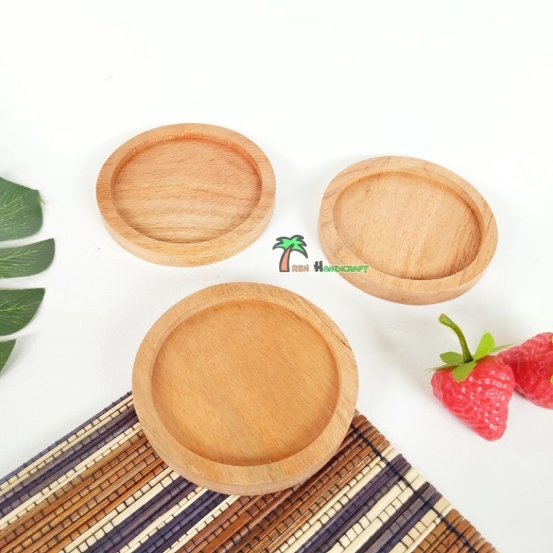 ARENHANDICRAFT Coaster lubang bulat kayu mahoni