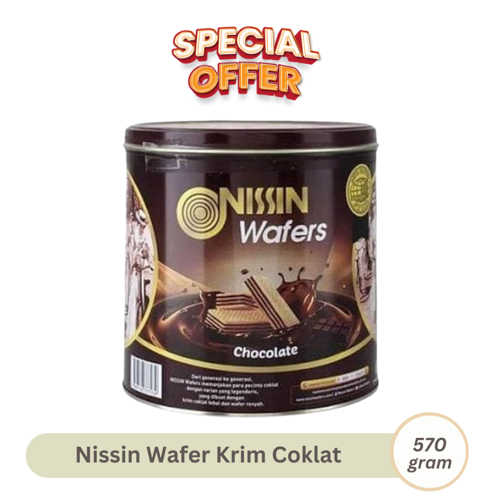 

Nissin Wafers Coklat 570gr waffer cokelat kemasan kaleng