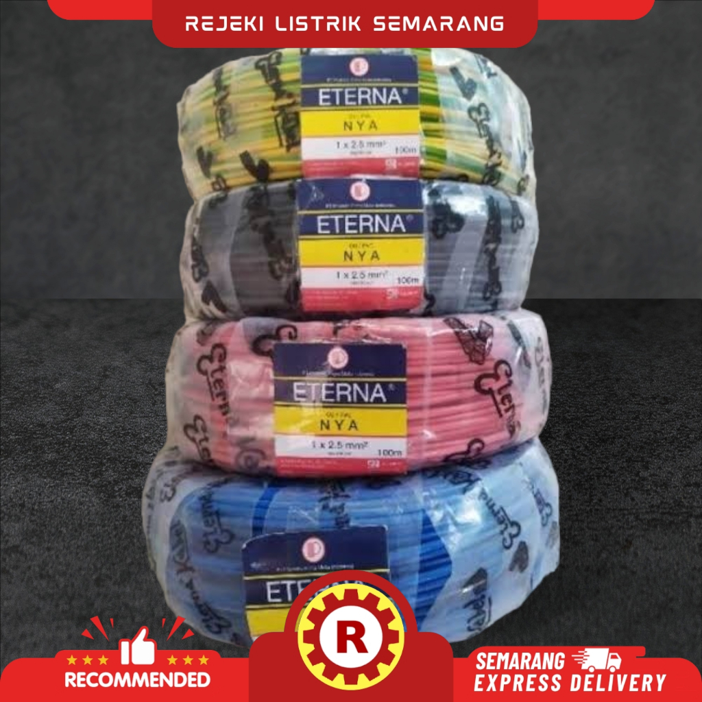 KABEL LISTRIK TUNGGAL 4 WARNA MERK ETERNA METERAN / ROL UKURAN NYA 1 X 2,5 ORIGINAL