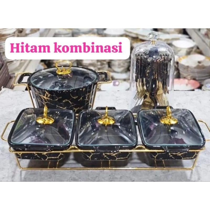 SET PRASMANAN TRIPLE MARBLE HITAM