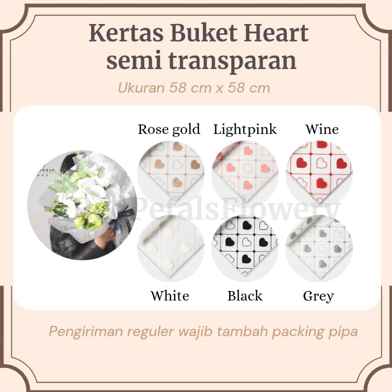

FREE PACKING Kertas Buket Cellophane Heart Semitransparant