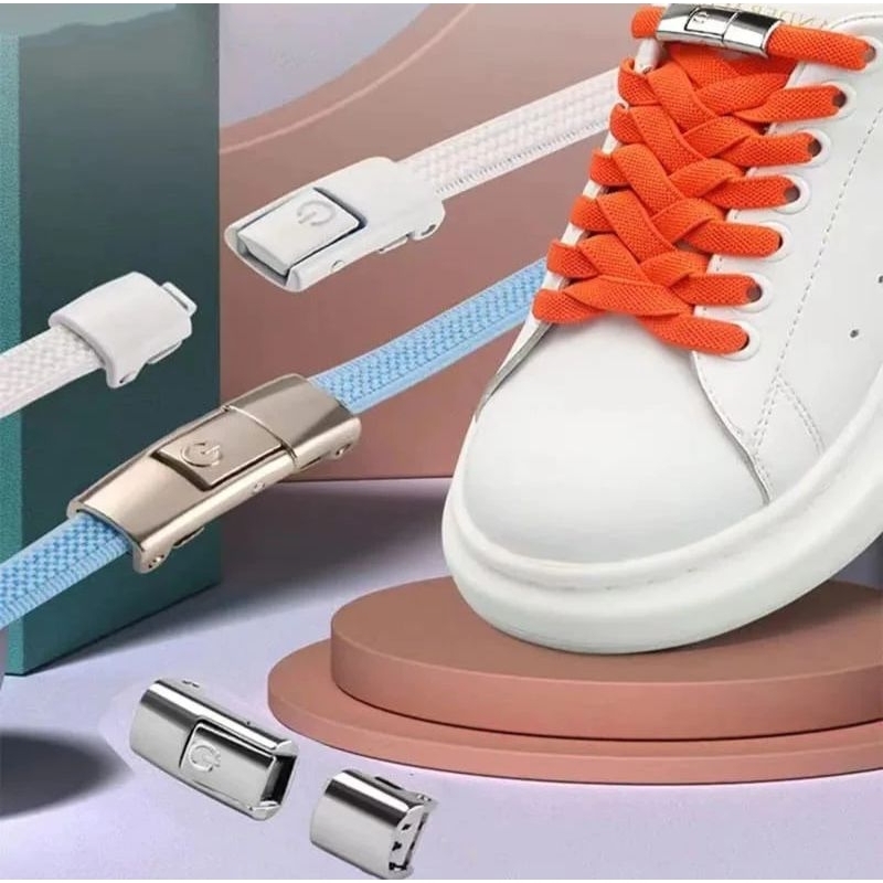 Tali Sepatu Elastis Lock Praktis Tanpa Ikat Shoe Lace / Tali Sepatu Kunci Tanpa Ikat Elastis