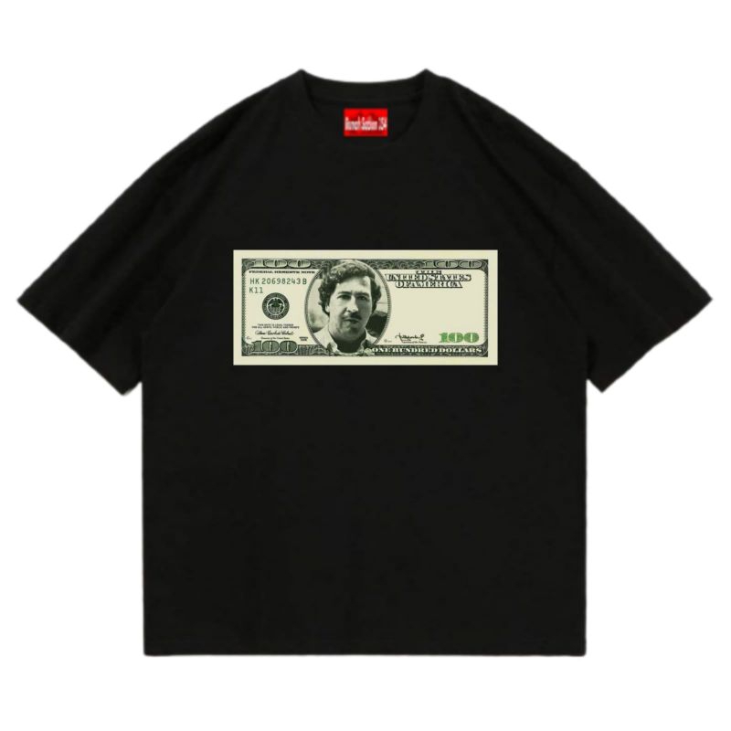 KAOS PABLO ESCOBAR VINTAGE OVERSIZE - tshirt TOKOH FACE NARCOS FILM - DEWASA PRIA WANITA HITAM 24S |