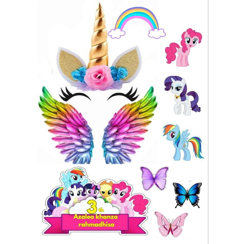 Topper Cake Ultah Karakter Unicorn