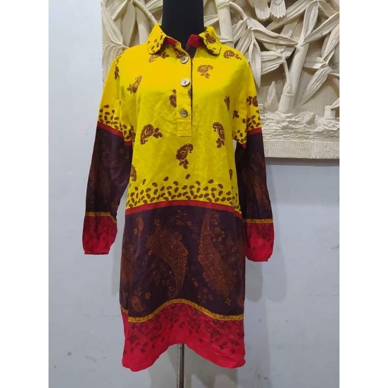 Tunik / Tunik Panjang Motif India / Tunik Panjang Kuning Baru