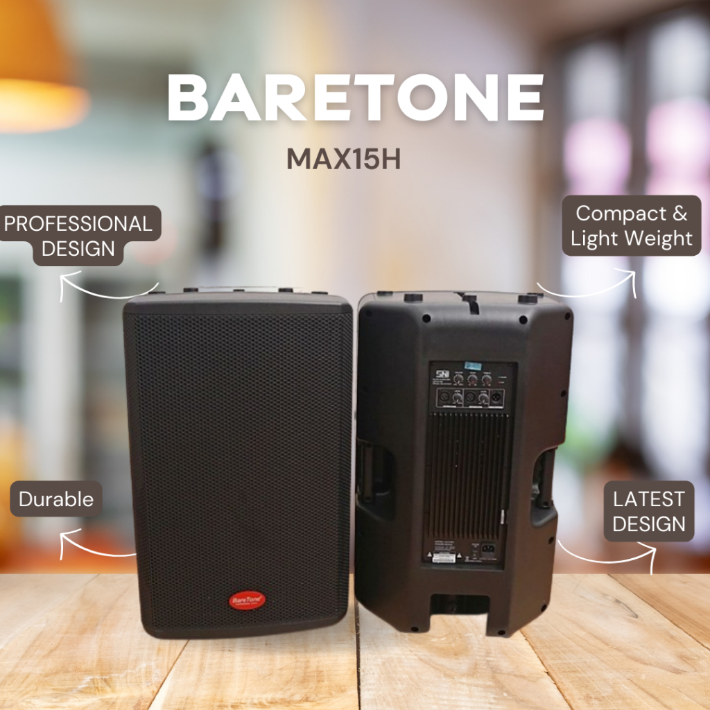 SPEAKER AKTIF BARETONE MAX15H / MAX 15 H / MAX-15H 15 INCH 800 WATT GARANSI RESMI BARETONE
