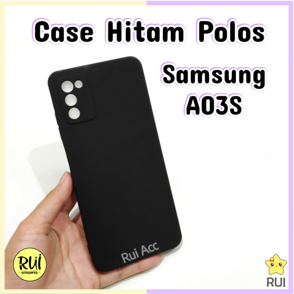 Case Hitam Black Matte Samsung A03S Softcase Polos Slim Silikon HP
