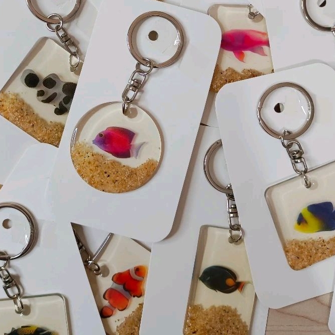 Grosir Gantungan Kunci Lucu Ikan Fish Tas Keychain Resin Charm Transparan Animal souvenir Pernikahan