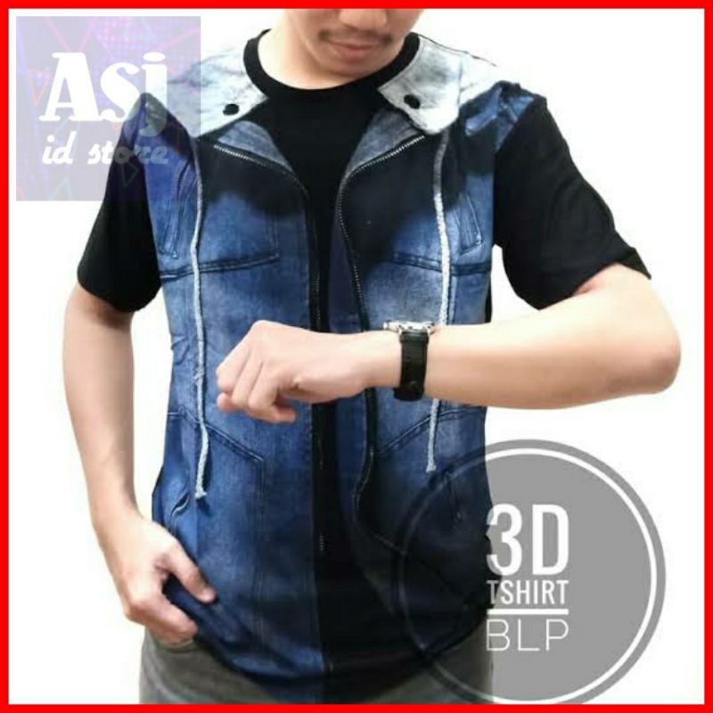 KAOS MOTIF JAKET 3D - Baju cowok motif jaket 3D fashion pria distro
