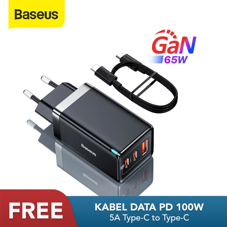 KEPALA CHARGER BASEUS 65W GAN FAST CHARGER 4.0 3.0 PD AFC SCP TYPE C - Gan 5 Pro 65W
