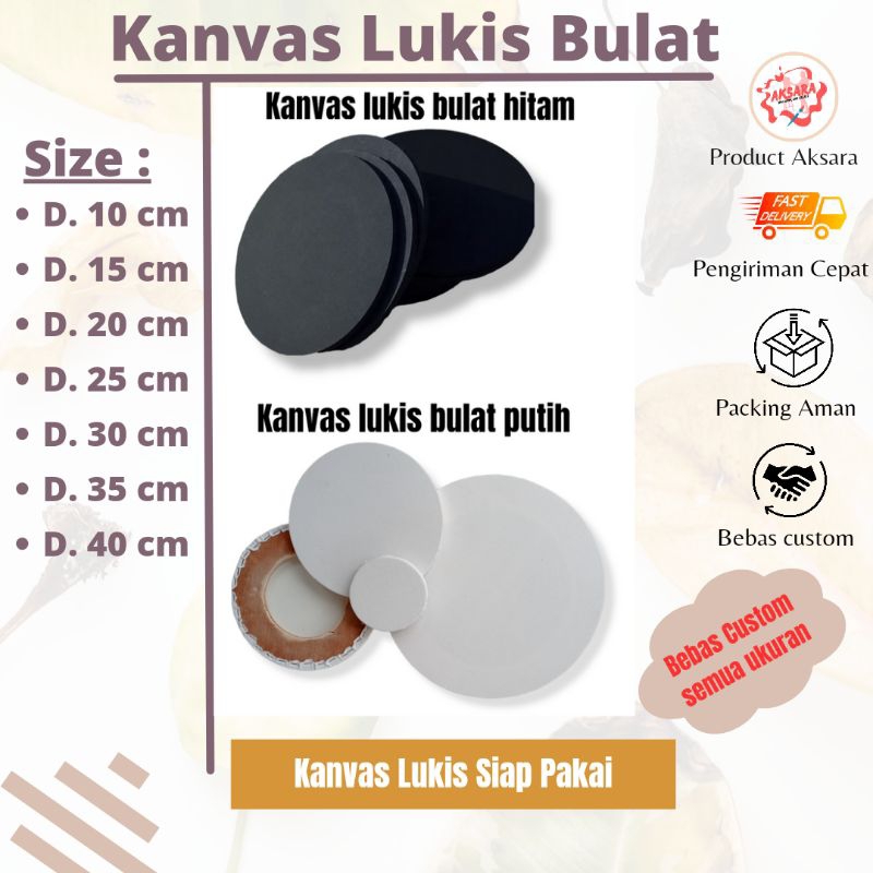 

Kanvas Lukis Bulat canvas Lingkaran Putih dan Hitam siap pakai