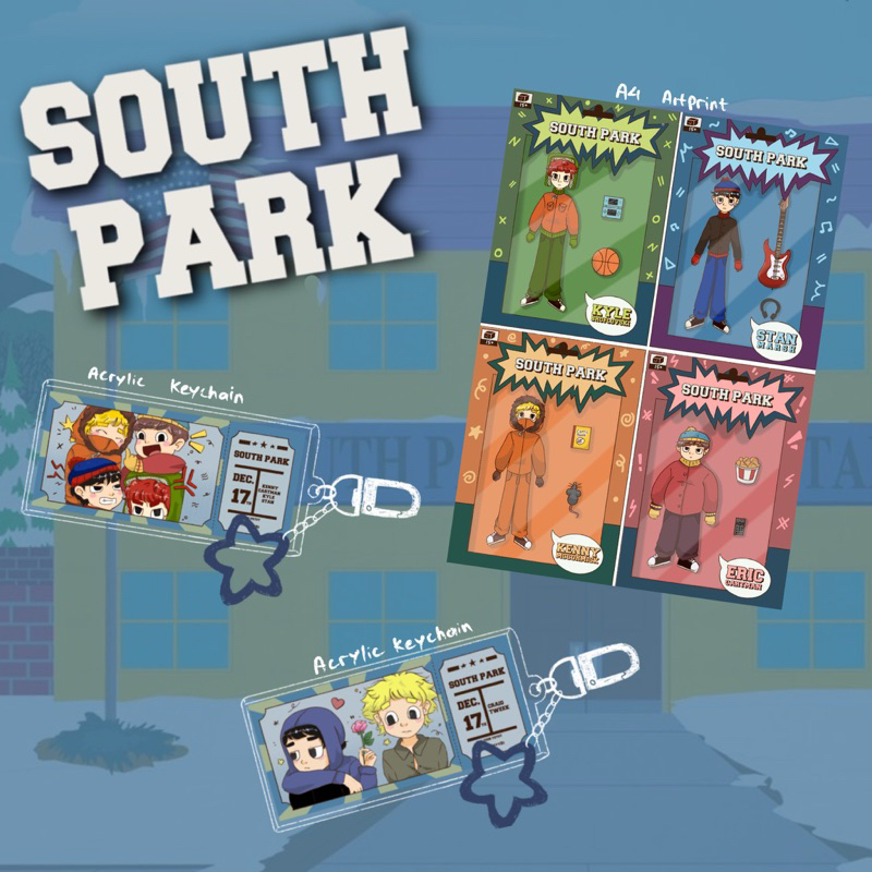 South Park keychain / gantungan kunci South Park / Artprint South Park/ South Park Artprint / CF17 l