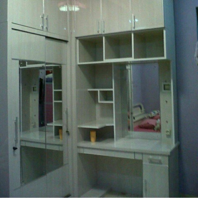 lemari pakaian set meja belajar kerja design custom bentuk L