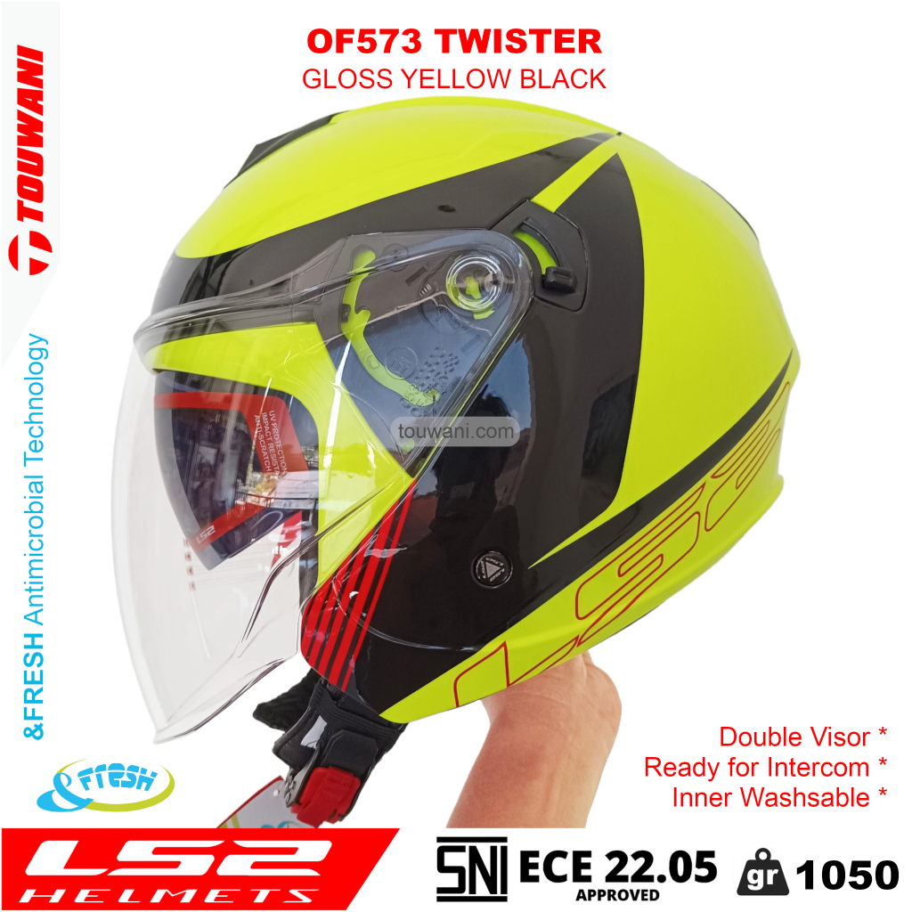 Helm LS2 OF573 Twister Open Face Helmet Yellow