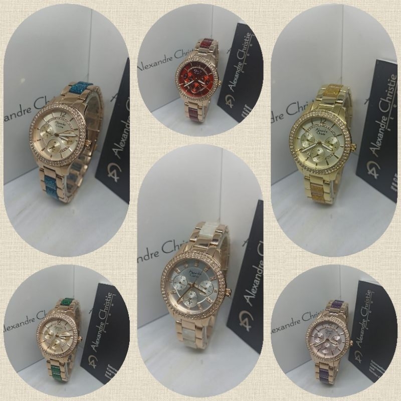 Jam Tangan Wanita Alexandre Christie 2914 AC2914 AC 2914 Tali Besi Kombinasi Fiber / Stainless Steel