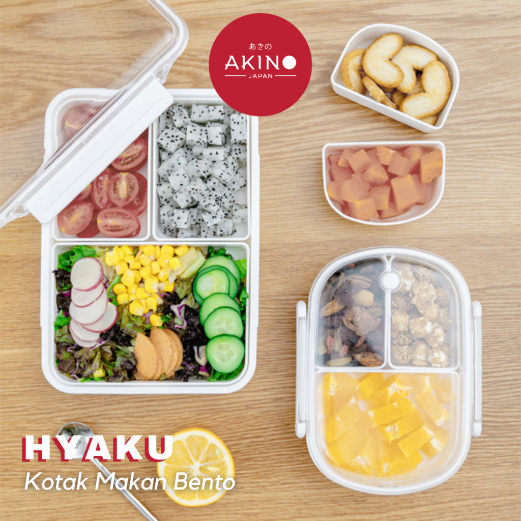 AKINO - HYAKU Wadah Set Nasi Aesthetic Kotak Bekal Praktis Lunch Box Simpan Minimalis
