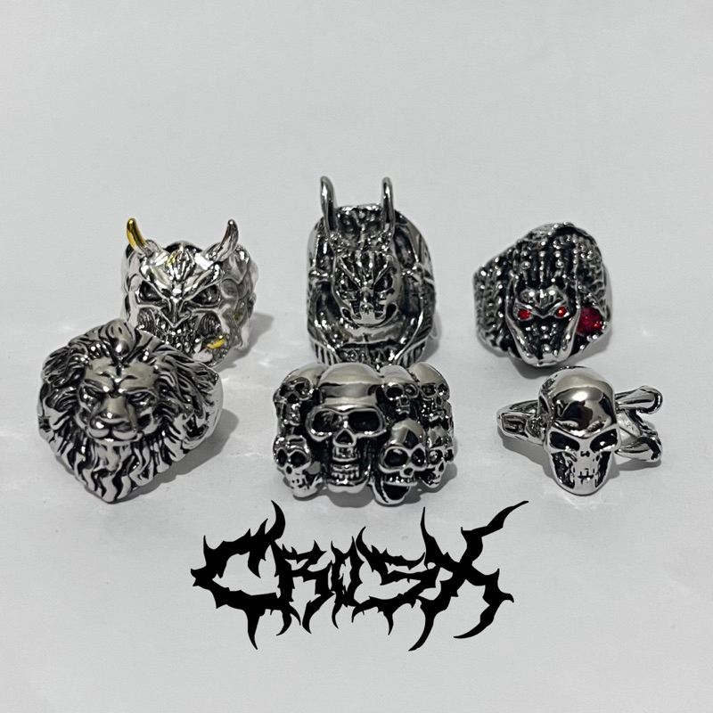 CLAW RING DRAGON NAGA MASK DEVIL WOLF LION / CINCIN TENGKORAK CINCIN HITAM SILVER / RING SKULL RING 