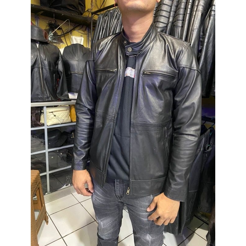 jaket kulit asli domba /jaket kulit klasik/jaket kulit slimfit