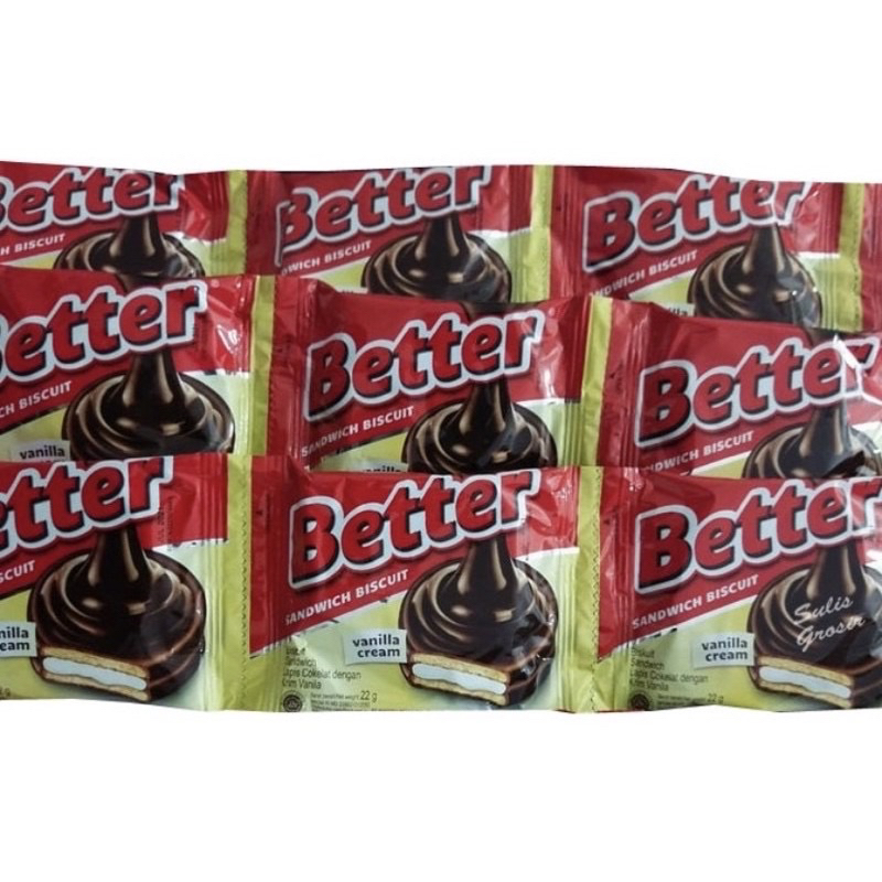 

Better sandwich biscuit renceng isi 10- netto 10 bus x 27gr