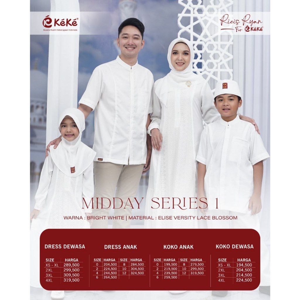 Sarimbit Keke Midday Series Putih LIMITED | Midday Series Sarimbit Keluarga Keke | Midday Series 1 |